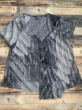 LYS Silver and Black Animal Print Blouse - Women